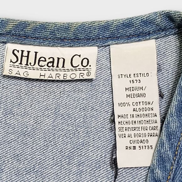 Vintage Sag Harbor Denim Floral Rhinestone Vest Medium Western Festival Indie - Picture 5 of 9